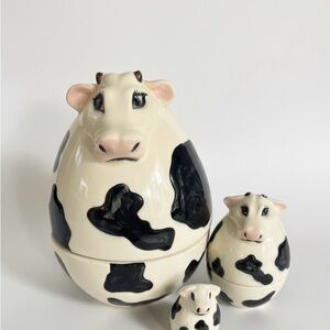 Cow Patterned Ceramic Nesting Dolls
